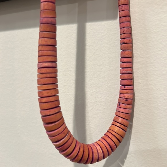 Dyed Wood Disc Bead Long Necklace - Picture 12 of 16